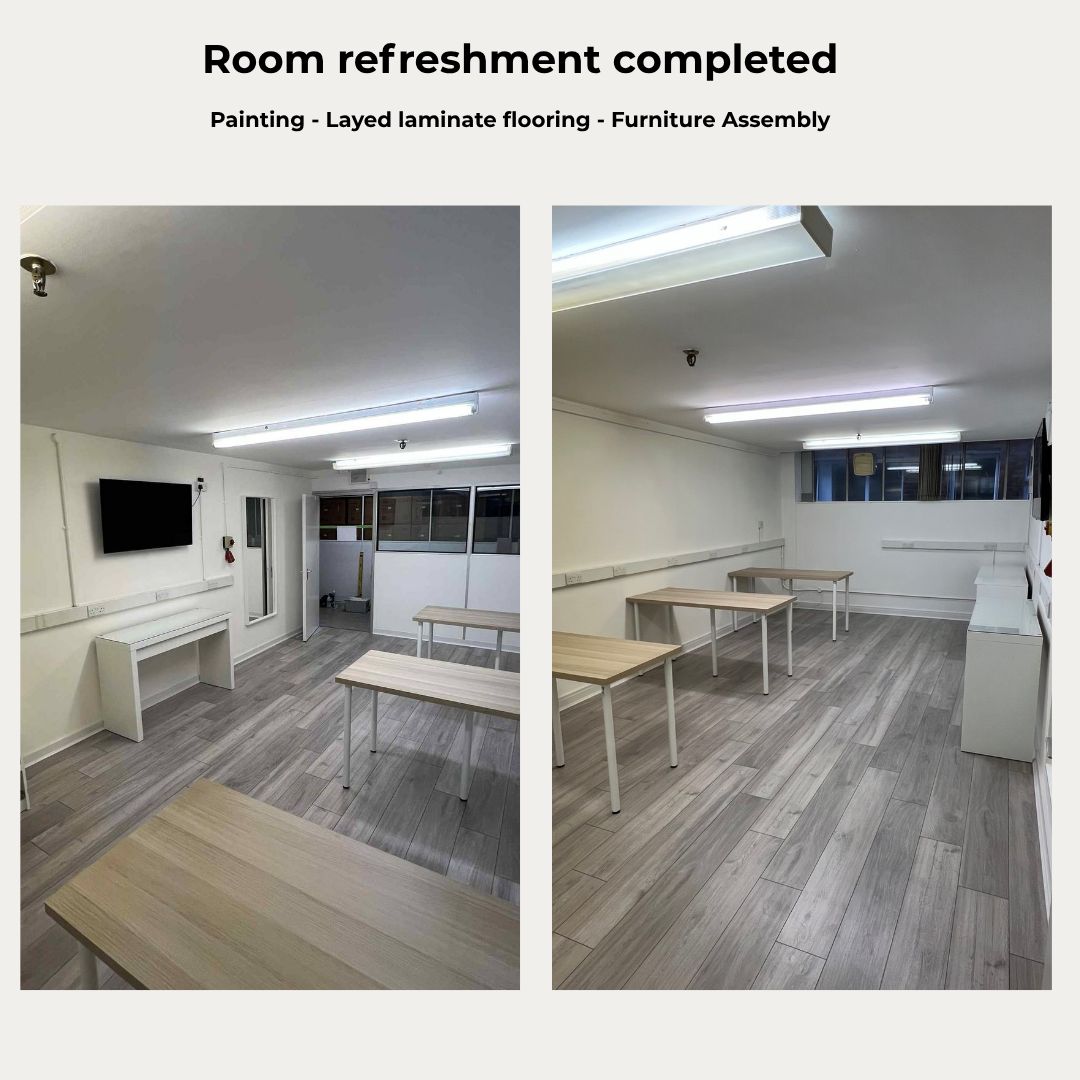 Room refresh with painting, laminate flooring and furniture assembly