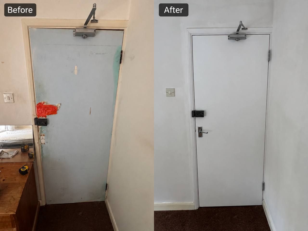 Door improvement, before and after
