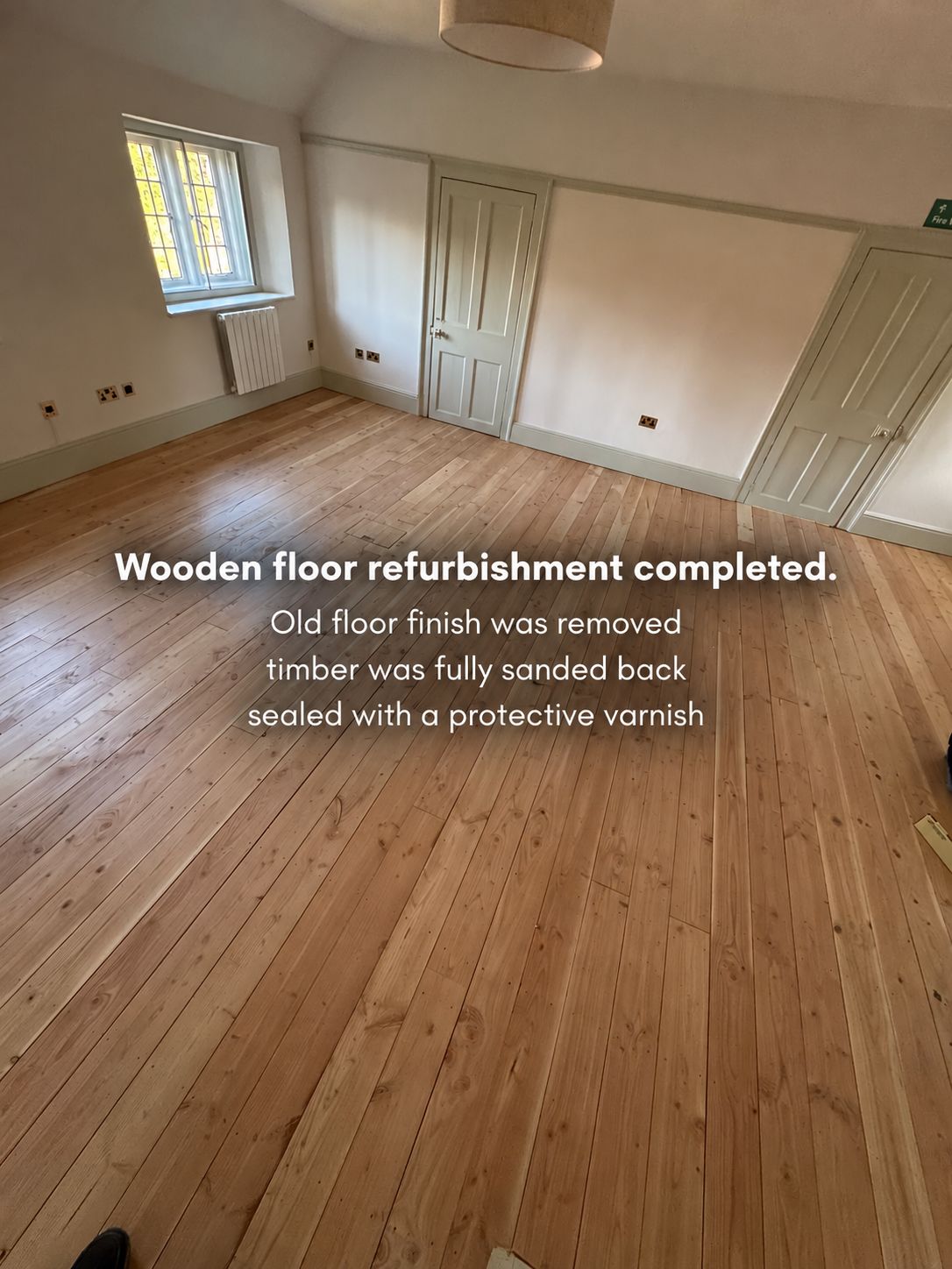 Wooden floor refurbishment with project details