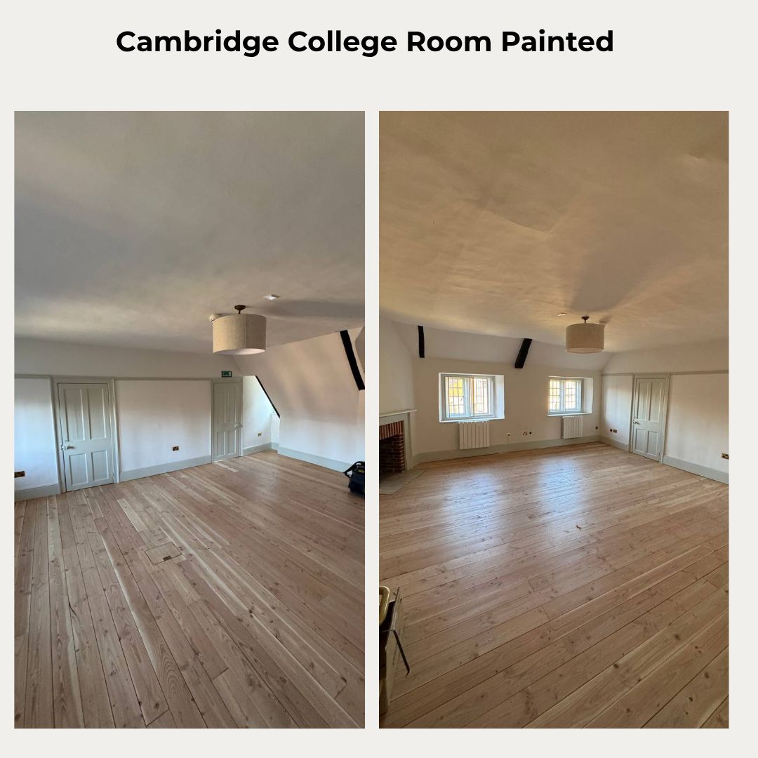 Cambridge College room painting, before and after