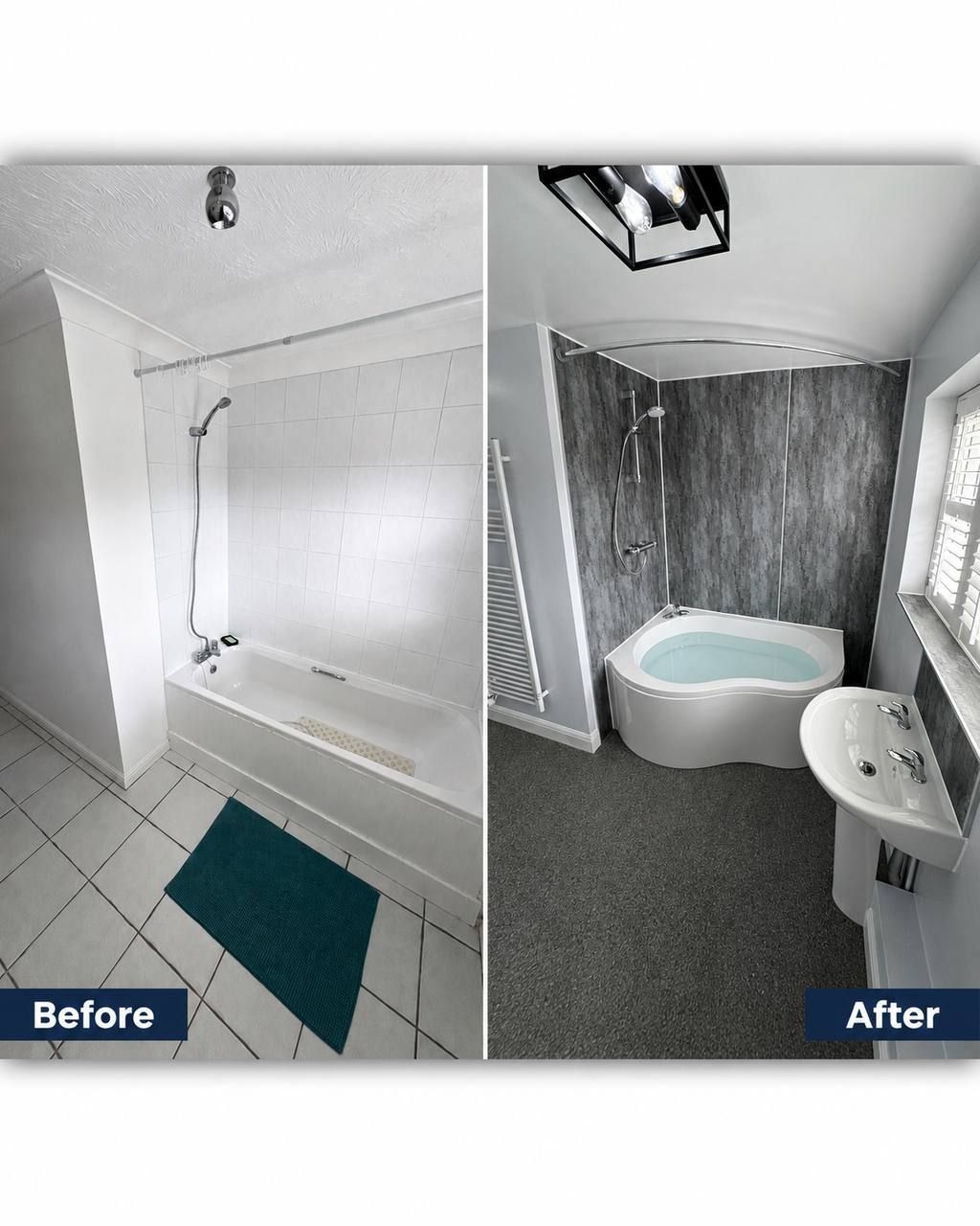 Bathroom improvement, before and after