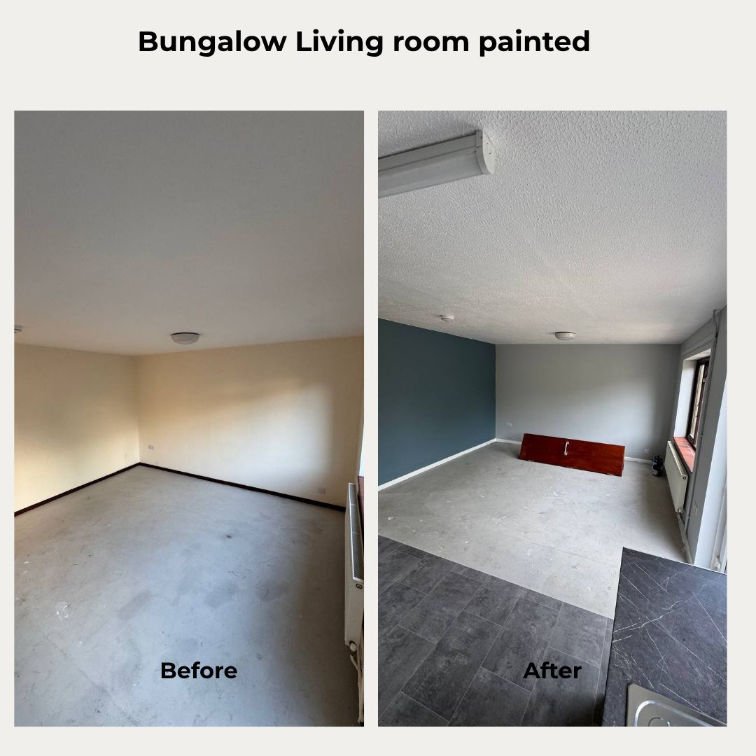 Bungalow living room painting, before and after
