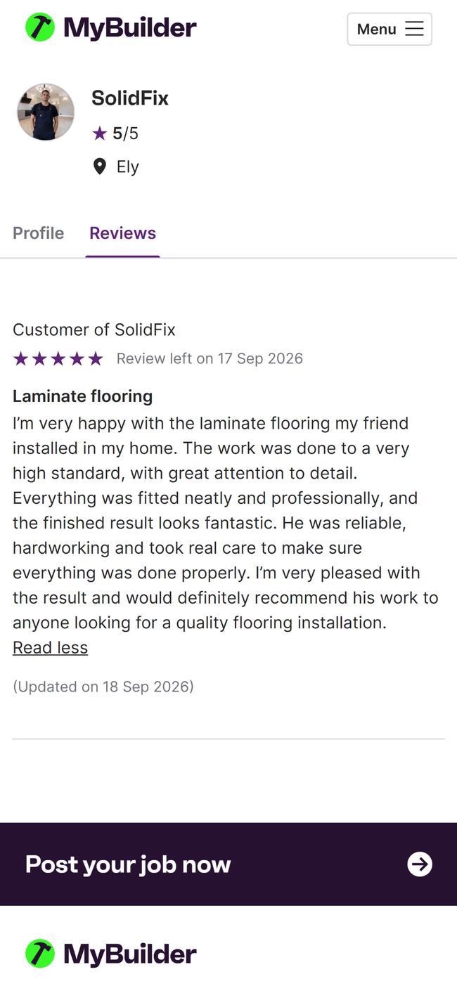 MyBuilder customer review screenshot 2 of 5