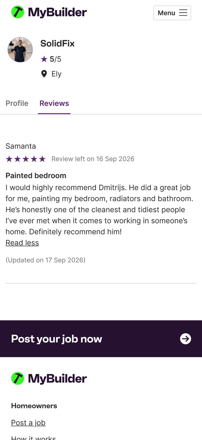 MyBuilder customer review screenshot 3 of 5