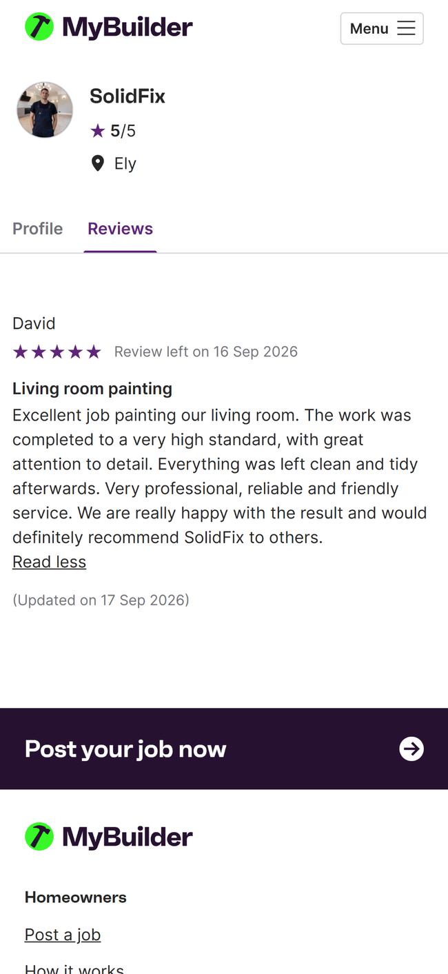 MyBuilder customer review screenshot 4 of 5